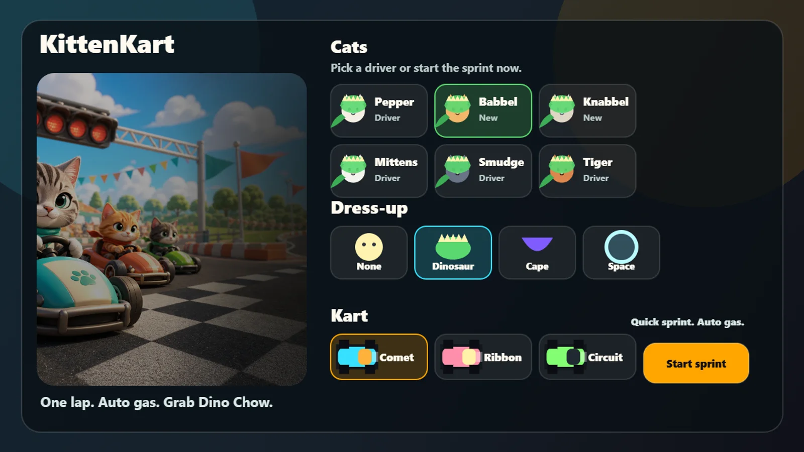 KittenKart racing artwork