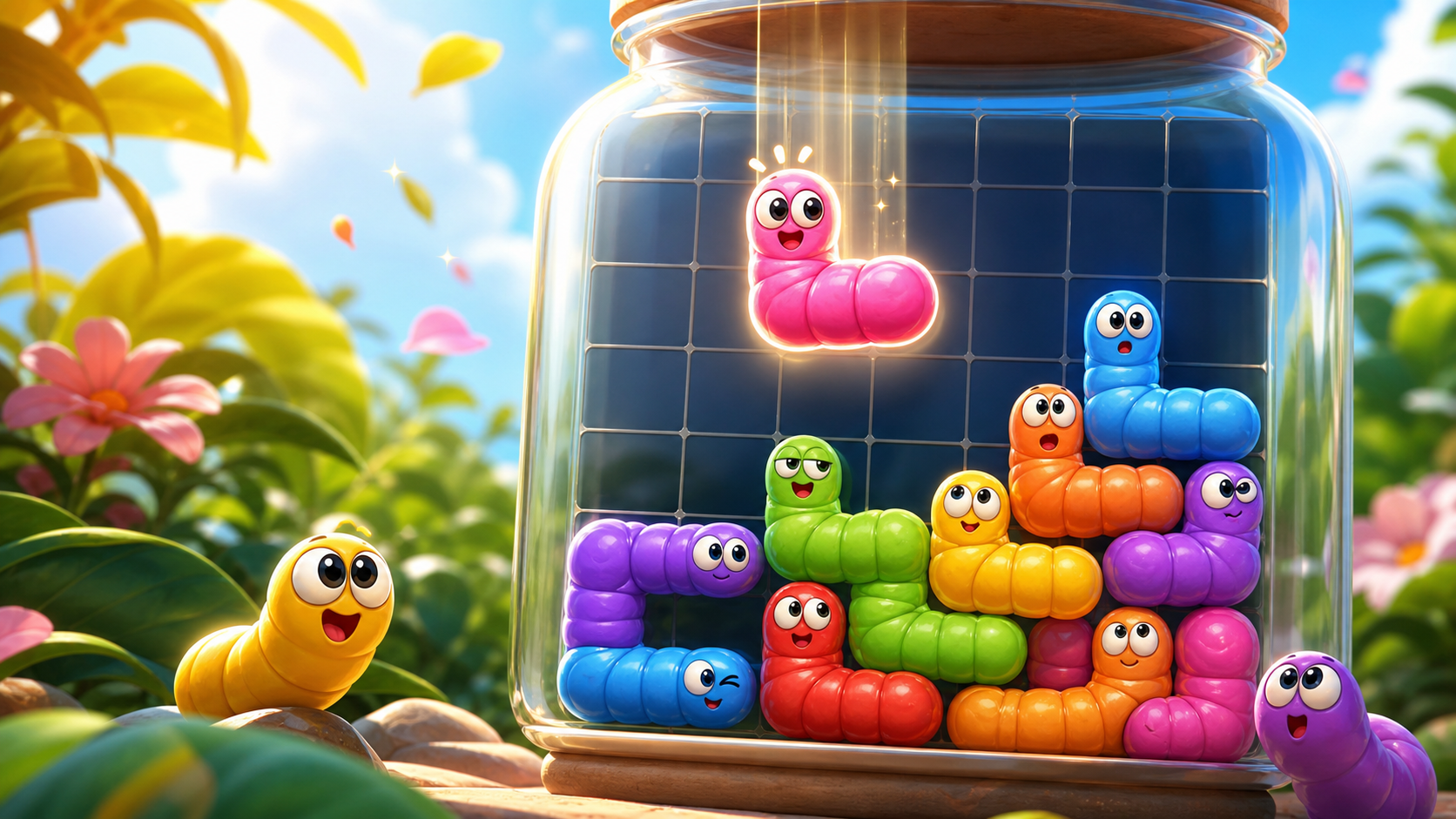 Worm Drop cute block puzzle artwork